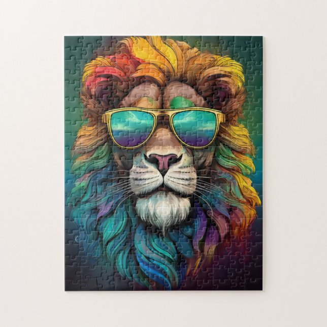 🧩 Puzzle du Lion Arc-en-Ciel (Vertical)