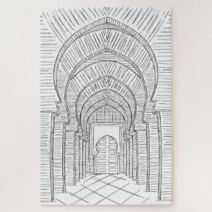 Puzzle du Maroc noir et blanc dessiné à la main