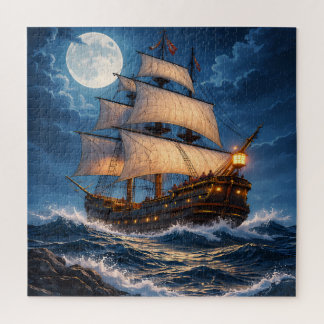Puzzle du navire au clair de lune – Jigsaw de nuit