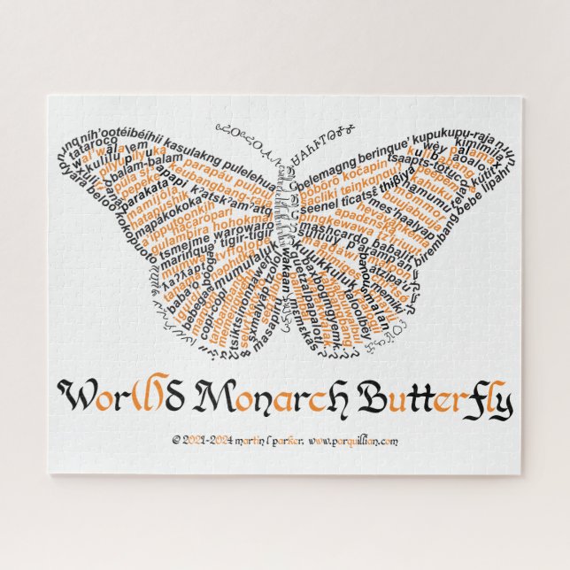 Puzzle du papillon monarque World Word (Horizontal)