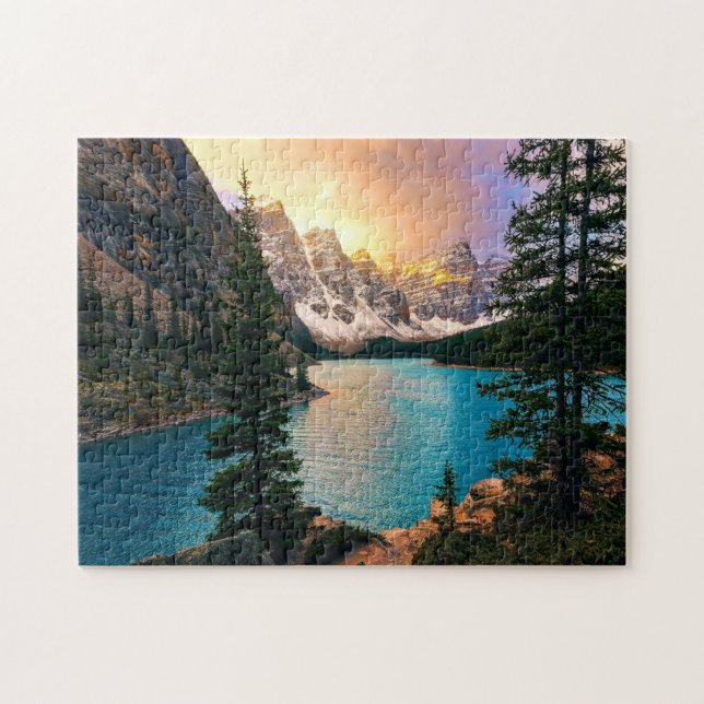 Puzzle du Sunset du lac Moraine (Horizontal)