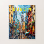 Puzzle Dublin Irlande Travel Art Vintage<br><div class="desc">Design de voyage vectoriel rétro de Dublin. Ses bâtiments historiques comprennent le château de Dublin datant du XIIIe siècle et l'imposante cathédrale Saint-Patrick,  fondée en 1191.</div>