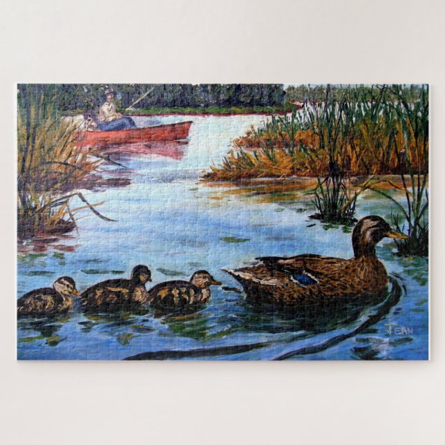PUZZLE DUCK POND WITH FISHERMAN (Horizontal)
