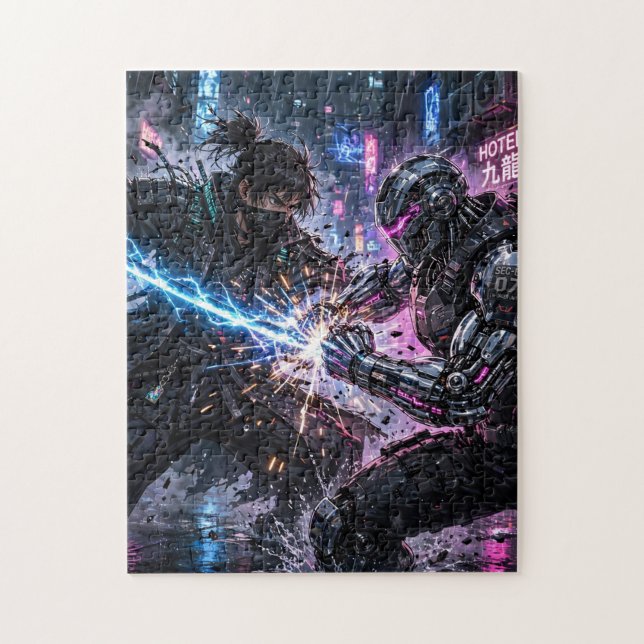 Puzzle Duel de samouraï cyberpunk (Vertical)