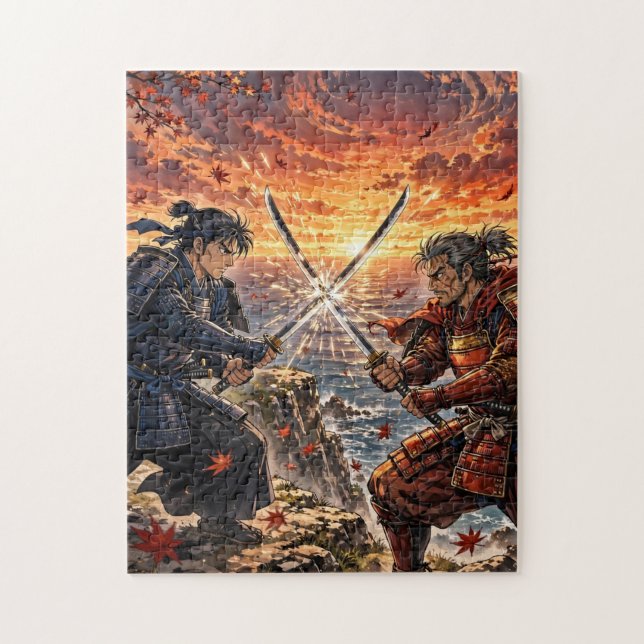 Puzzle Duel de samouraïs au coucher du soleil (Vertical)