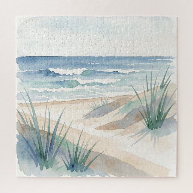 Puzzle Dunes de plage sereines Océan Aquarelle Côtière  (Vertical)
