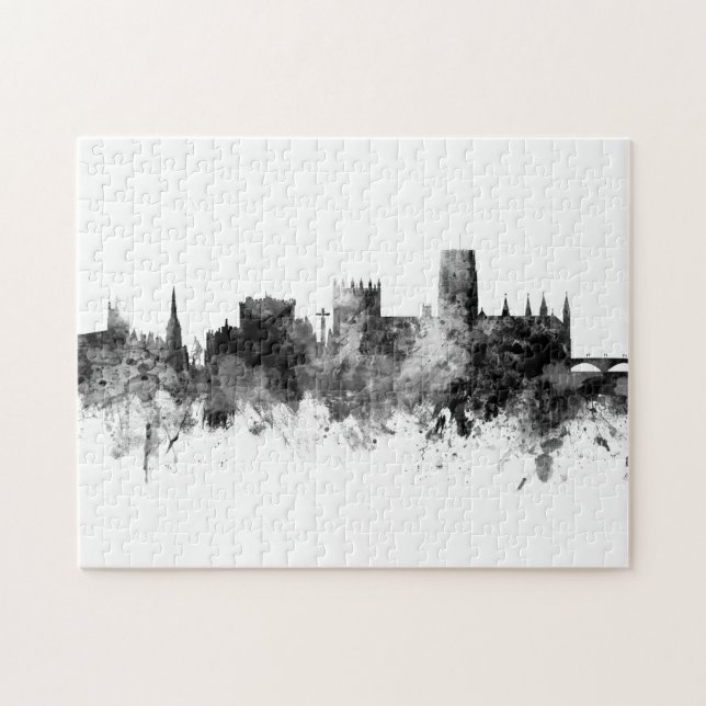 Puzzle Durham Angleterre Skyline Cityscape noir blanc (Horizontal)