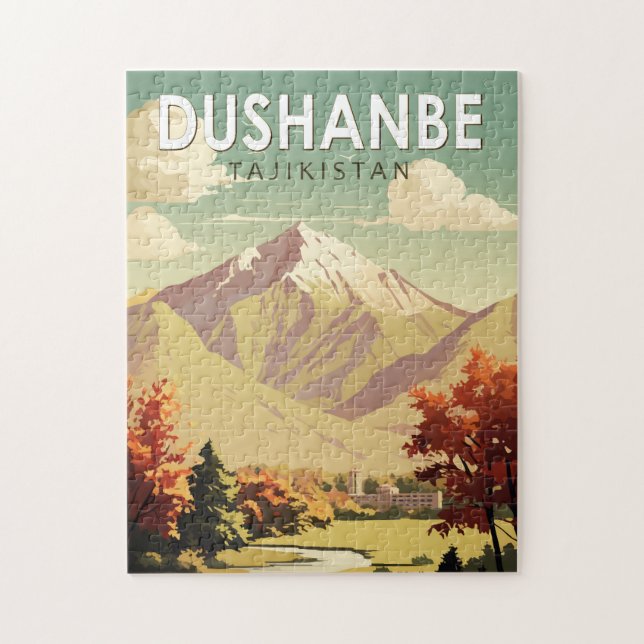 Puzzle Dushanbe Tadjikistan Travel Art Vintage (Vertical)