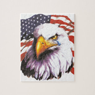 Puzzle Eagle chauve avec une larme - drapeau des