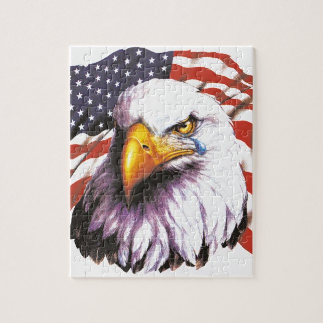 Puzzle Eagle chauve avec une larme - drapeau des (Vertical)