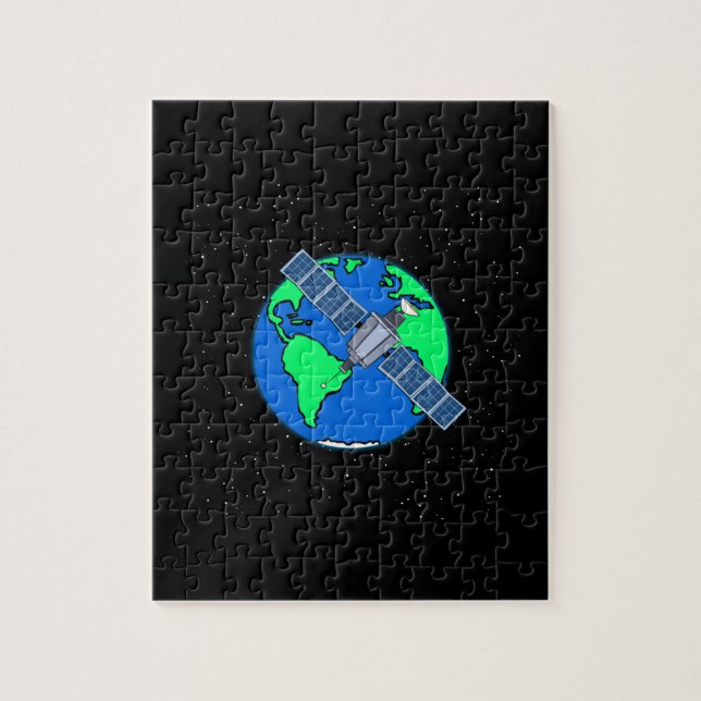 Puzzle Earth and satellite dans l'espace (Vertical)