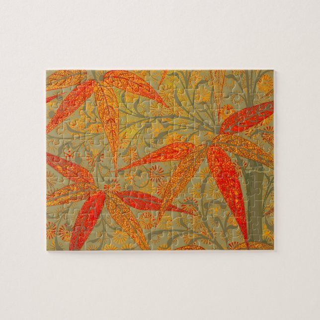 Puzzle Earthy Bamboo Art Print Orange  (Horizontal)