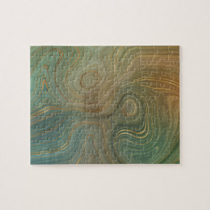 Puzzle Earthy Olive Strata   Agate d'encre verte et dorée