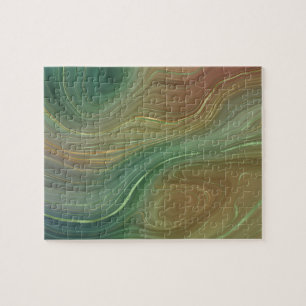 Puzzle Earthy Strata Emerald Green Brown Gold Agate