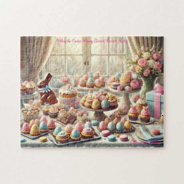 Puzzle Easter Dessert Table,  Spring Treats Bunny Party (Horizontal)