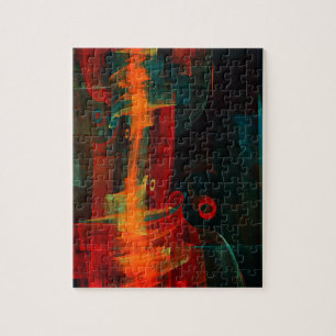 Puzzle Eau Orange Rouge Bleu moderne Art Abstrait Motif