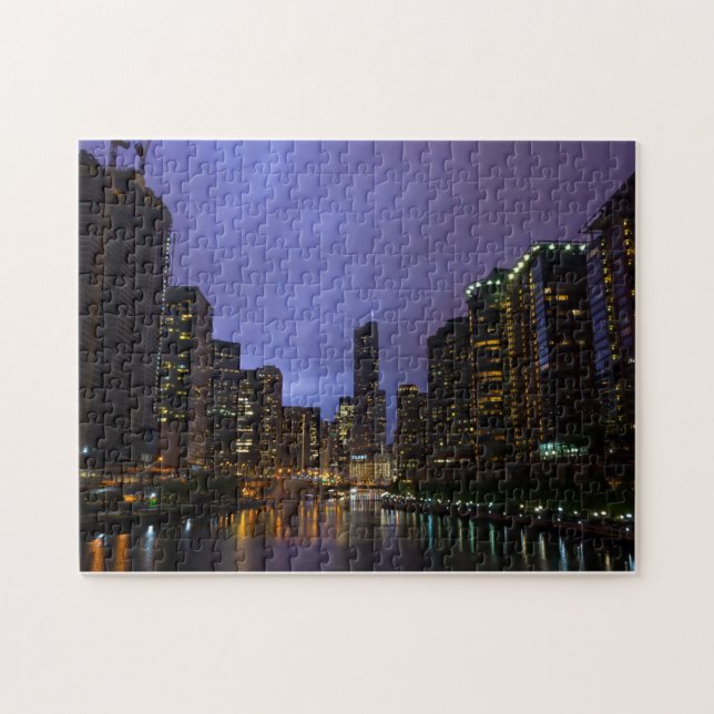 Puzzle Éclair au-dessus de la rivière Chicago (Horizontal)
