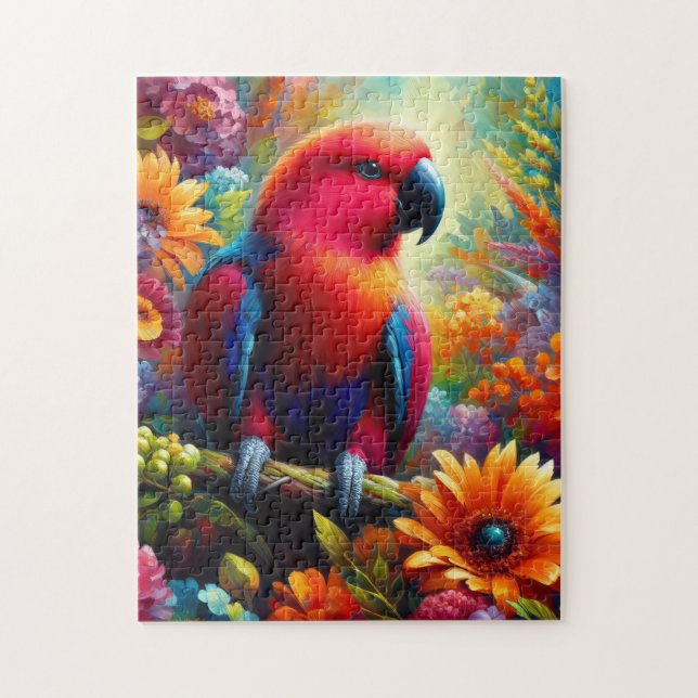 Puzzle Eclectus Parrot aux fleurs colorées (Vertical)