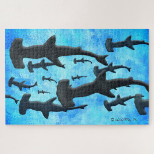 Puzzle École de requins à tête de marteau à Silhouette