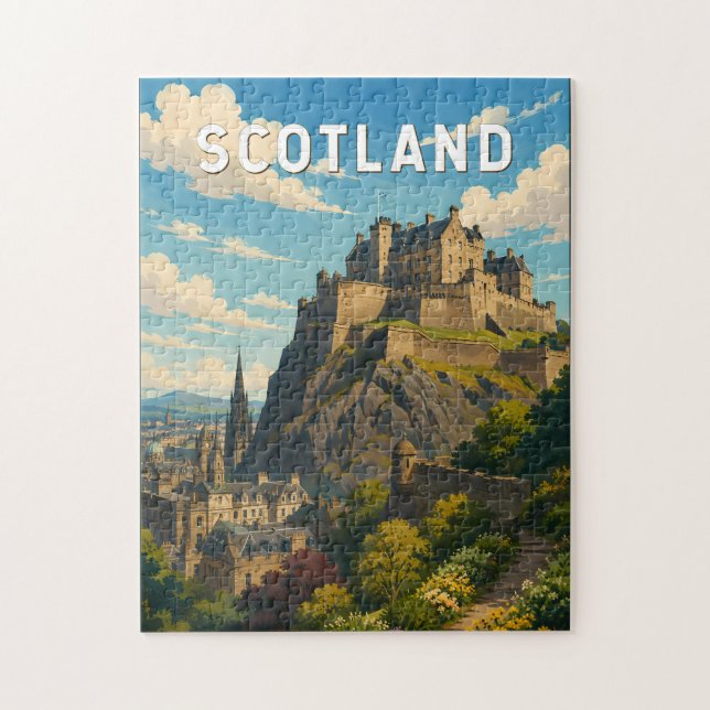 Puzzle Écosse Royaume-Uni Illustration Voyage Art (Vertical)