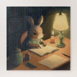 Puzzle Écriture de lapin au bureau -<br><div class="desc">Un lapin s'assoit à un bureau dans le style d'un livre d'histoire pour enfants.</div>