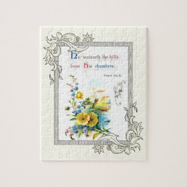 Puzzle Écriture sainte chrétienne et jolies fleurs (Vertical)
