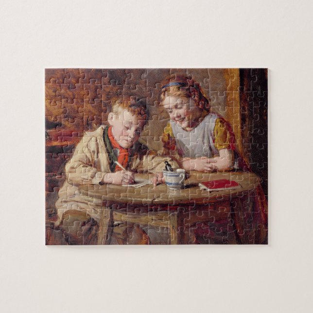 Puzzle Écrivant une lettre (huile sur le panneau) (Horizontal)