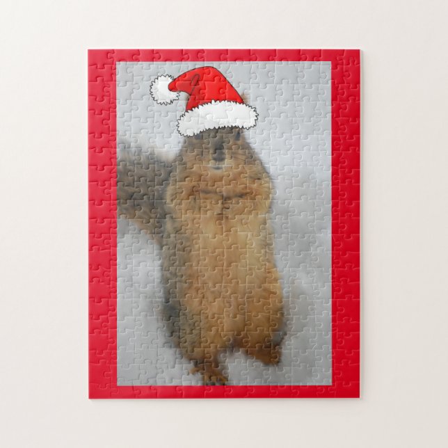 Puzzle Écureuil de Noël avec le chapeau de Noël (Vertical)