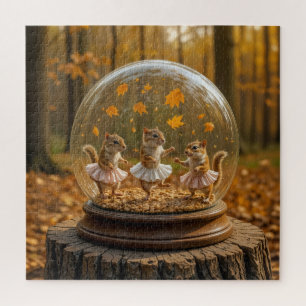 Puzzle Écureuils rayés dansant dans un globe de verre