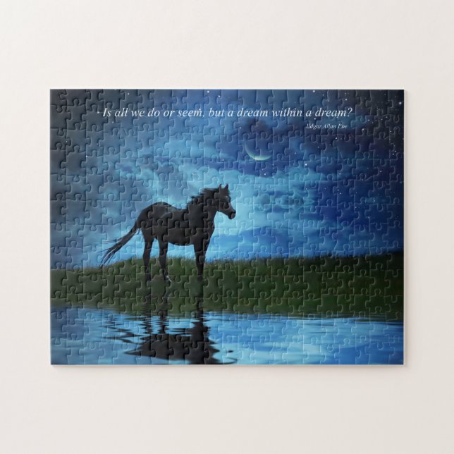 Puzzle Edgar Allan Poe's Poem with Surreal Horse and Sky (Horizontal)
