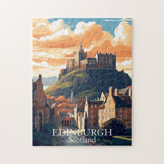 Puzzle Edimbourg, Ecosse Château Voyage Rétro (Vertical)