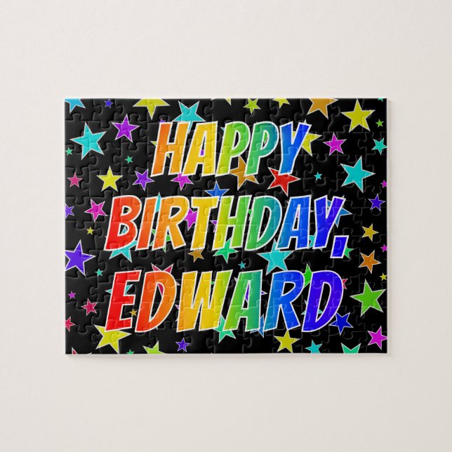 Puzzle "EDWARD" Prénom, Amusant "HEUREUX ANNIVERSAIRE" (Horizontal)