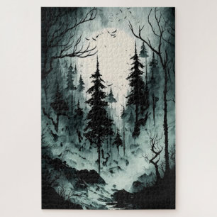 Puzzle Eerie Forêt Noire et Blanche Adultes 1000 pièce