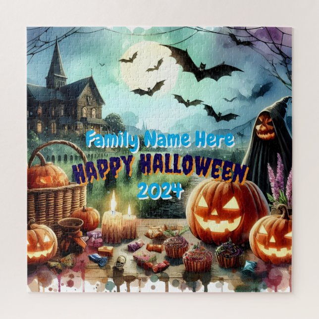 Puzzle Eerie Halloween Night Watercolor (Vertical)