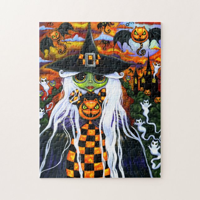 Puzzle Éffrayant Blanc Haired Halloween sorcier grands ye (Vertical)