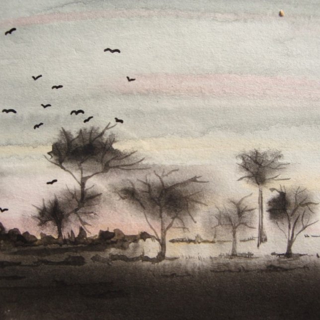 Puzzle Éffrayant bois noir arbres coucher de soleil paysa (Créateur téléchargé)