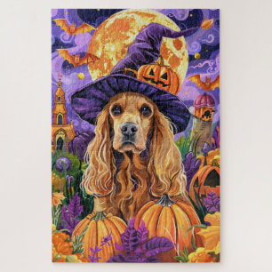 Puzzle Éffrayant Cocker Spaniel Dog Halloween Witch Citro