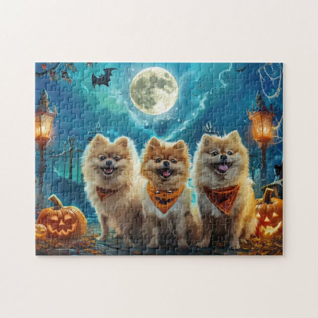 Puzzle Éffrayant d'Halloween de Poméranie (Horizontal)