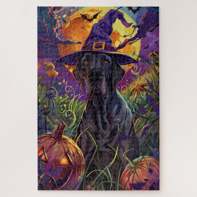 Puzzle Éffrayant grand chien Danse Halloween Citrouille s (Vertical)