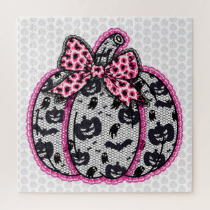 Puzzle Éffrayant Lace Halloween Citrouille Coquette
