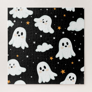 Puzzle Éffrayant mignon Halloween Ghost Nuageux Star Sky