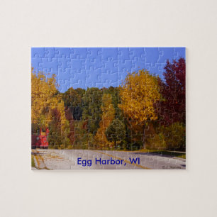 Puzzle Egg Harbour, WI automne saison avec chariot