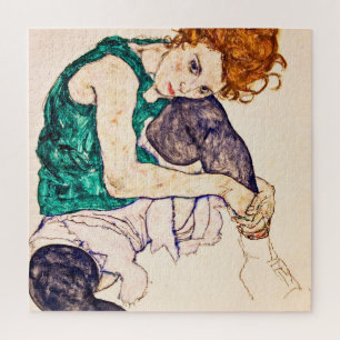 Puzzle Egon Schiele - femme assise avec des jambes