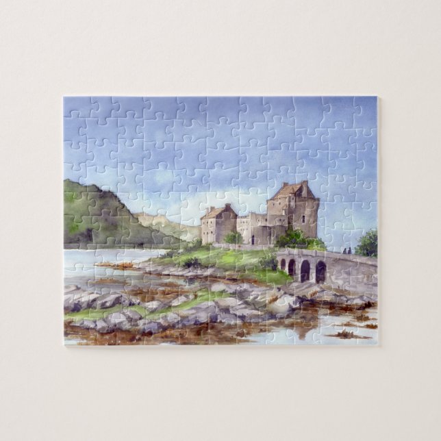 Puzzle Eilean Donan Castle Watercolor Painting (Horizontal)