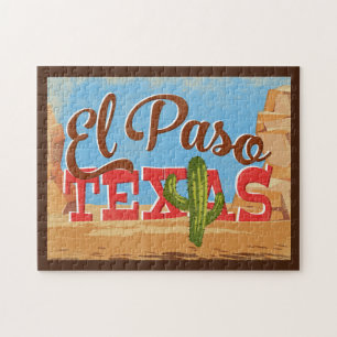 Puzzle El Paso Texas Cartoon Vintage voyage du désert