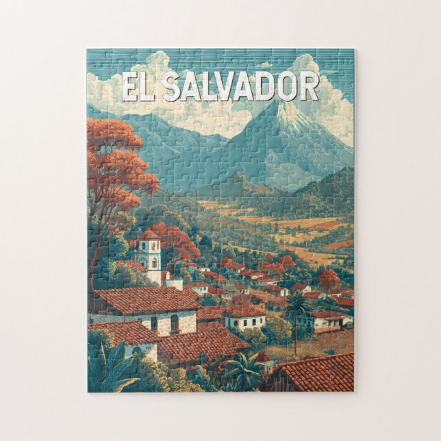 Puzzle El Salvador Illustration Travel Art Vintage (Vertical)