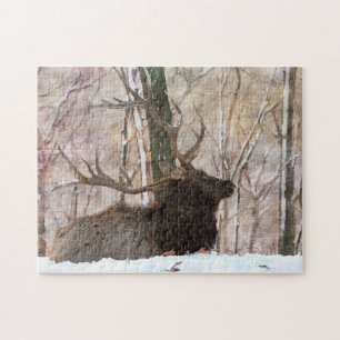 Puzzle Elc Taureau Reposant Dans La Neige