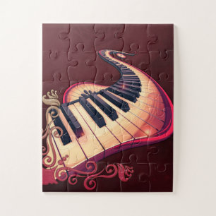 Puzzle Élégance en mouvement, le piano incurvé.