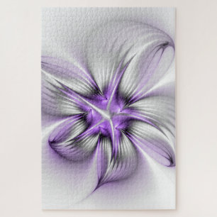 Puzzle Élégance florale Art fractal violet abstrait moder