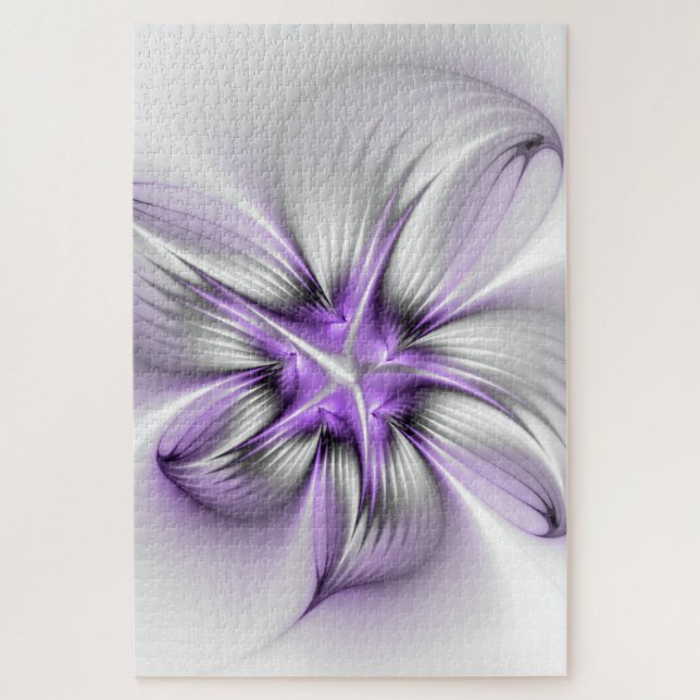 Puzzle Élégance florale Art fractal violet abstrait moder (Vertical)